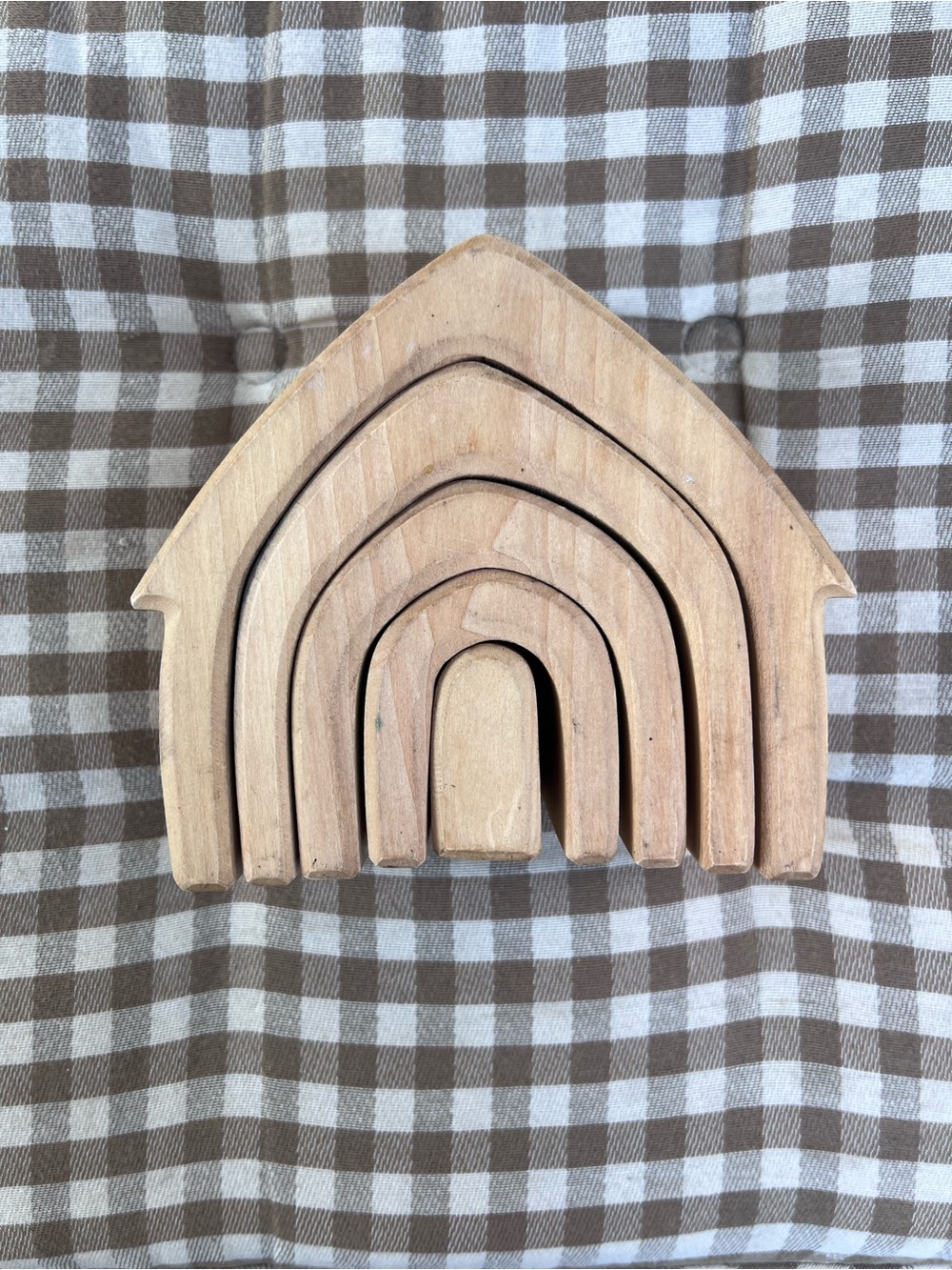 Grimm’s | Natural Wood House Arch Montessori Toy Stacker